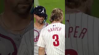 Whit Merrifield knocks off Bryce Harpers hat  Braves vs Phillies  2024 MLB Highlights shorts [upl. by Vassar]