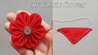 DIY  How to make an adorable fabric flower in just few minutes  How to make cloth flower [upl. by Omoj]