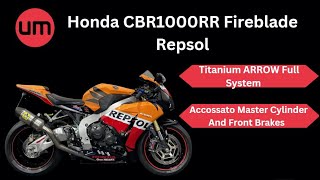 Honda CBR1000RR Fireblade Repsol  Titanium ARROW Full System  Walk Around [upl. by Anyel]