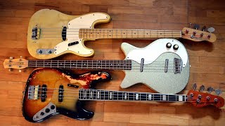 Fender Jazz Bass 75 vs Fender Telecaster Bass 70 vs Danelectro DC Bass 98 SMGC  Family Loves [upl. by Eisinger]