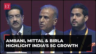 Ambani Mittal and Birla highlight Indias growth in 5G rollout at India Mobile Congress 2023 [upl. by Idid]