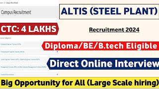 ALTIS recruitment 2024  CTC 4Lakhs  Diploma Graduate Engineer Trainee  Latest Mnc Jobs  Jobs [upl. by Aisile]