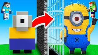 NOOB VS PRO CONSTRUIR MINION EM 1 MINUTO NO MINECRAFT [upl. by Maribel102]