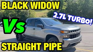 Chevy Silverado Custom 27L TURBO STRAIGHT PIPE Vs BLACK WIDOW WIDOW MAKER [upl. by Lucey122]