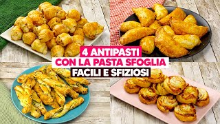 4 idee con la pasta sfoglia sfiziose e saporite perfette per lantipasto delle feste di Natale [upl. by Ssenav]