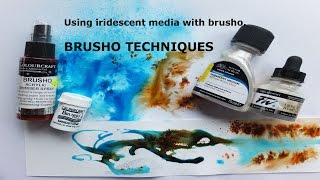 Brusho Techniques  using iridescent mediums  how to paint in mixed media [upl. by Harrak]