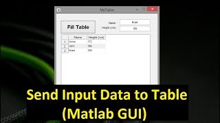 Filling GUI Table Data MATLAB GUI Tutorial [upl. by Keemahs]