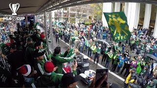 Portland Timbers take the MLS Cup on a parade through downtown Portland [upl. by Esorrebma574]