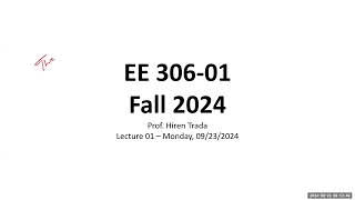 EE 30601  Lec 01  20240923  Syllabus [upl. by Nikolia]