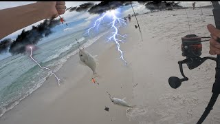 Fishing at the jetties and ALMOST GOT STRUCK BY LIGHTNING [upl. by Aiyn]