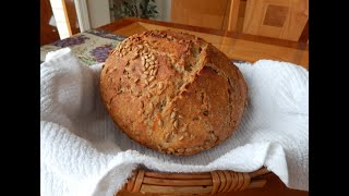 NoKnead Sunflower Seed Honey Whole Wheat Bread updated… super easy… no machines [upl. by Ysor]