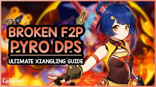 INSANE F2P DAMAGE  Xiangling BuildGuide • Artifacts Weapons Teams Showcase  Genshin Impact [upl. by Enna707]