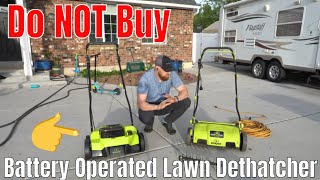 DONT Buy the Battery Operated Dethatcher  Scarifier Sun Joe unboxing Battery VS Corded [upl. by Fidela]