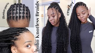 i HATED crochet braids until THIS Boho Knotless Crochet  Illusion Part Method Ft Eayon Hair [upl. by Schuster]