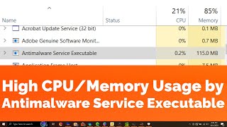 High CPU or Memory Usage by Antimalware Service Executable in Windows 10 amp 11 Two Solutions [upl. by Kaleb]