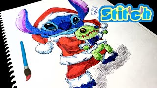 COMO DIBUJAR AL STITCH NAVIDEÑO  CarlosArt79 feliznavidad [upl. by Ammeg]