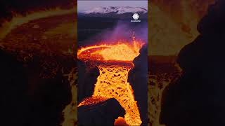 Insane Lava Flow Seen at Iceland Volcano Crater [upl. by Paula978]