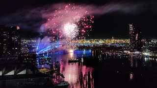 New Year 2022 Fireworks  Melbourne Australia Docklands Midnight  4K [upl. by Hawken]