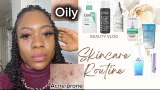 SKINCARE FOR OILY ACNE PRONE SKIN  3 times a week routine for a sensitive skin [upl. by Auhsej]