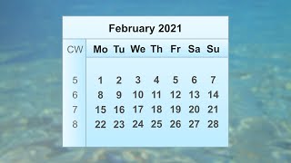 February 2021 Calendar [upl. by Neukam]