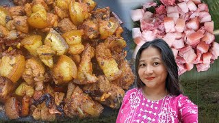 Simple Pork recipe  Indian village style cooking villagecooking food recipe [upl. by Trow]