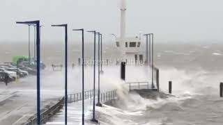 Storm Eunice hits Europe Crazy wind and huge waves in the Netherlands [upl. by Nnylyt58]