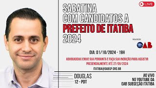 Douglas  Sabatina com candidatos a prefeito de Itatiba 2024 [upl. by Eibba]