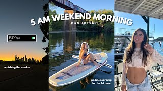 5 am weekend morning routine paddle boarding breakfast makeup routine [upl. by Keener]