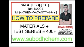 NMDCPSUJOTCHEMISTRY101124 MScCHEMV154HOW TO PREPARE MATERIALSTEST SERIES400 [upl. by Wedurn]