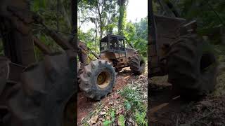 Skidder CAT 525C trabalho na serra [upl. by Aneerb]