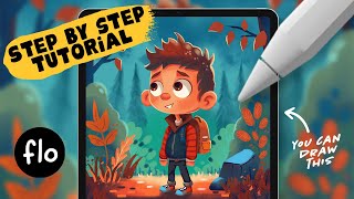 You Can Draw This Storybook Boy Character in PROCREATE  Step by Step Procreate Tutorial [upl. by Ailisab]