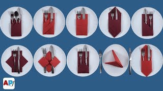 10 Maneras de doblar una servilleta  Servilletas de papel decorativas [upl. by Gonyea]