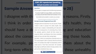 TOEFL iBT independent speaking sample Question and Answer shorts [upl. by Bivins]