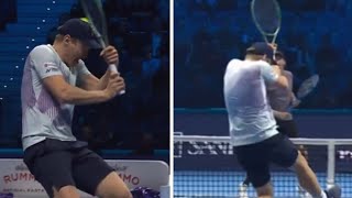 ATP Finals star whacks ball at opponents head in Wimbledon grudge match [upl. by Aihtenak903]