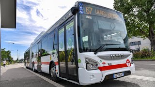 Claqué au Sol Bus de Lyon  TCL  Le 1601 1er Iveco Bus Urbanway 18 CNG du réseau TCL sur la 67 [upl. by Accebor]