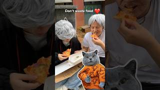 🤗Fresh Pizza Brings Joy To Homeless People🍕🥒  Don’t Waste Food funnycat catmemes trending [upl. by Ecitnerp]