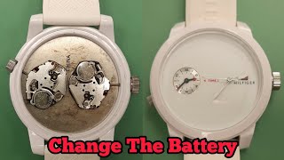 How To Change Battery TOMMY HILFIGER Dual Time Watch [upl. by Crowns]