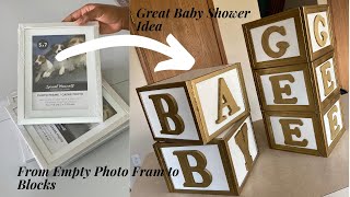 Dollar Tree DIY Baby Shower Decor  DIY Both Gender  DIY Baby Blocks  Baby Shower [upl. by Suzanne]