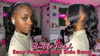 EASY PONYTAIL AND SIDE BANG TUTORIAL BEGINNER FRIENDLY  Ywigs Hair ♥️ [upl. by Johnna]