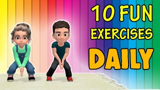 10 Fun Daily Exercise For Kids To Do At Home [upl. by Lynd]