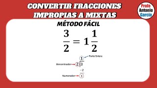 CONVERTIR UNA FRACCIÓN IMPROPIA A MIXTA Super facil  Para principiantes matematica [upl. by Sands343]