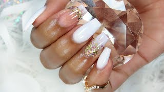 INCREIBLE DISEÑO EN UÑAS BLANCAS DECORADAS CON DORADO [upl. by Oria]