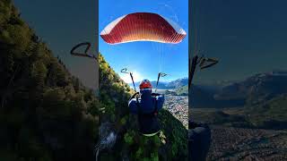 Shadow to Sun Morning Paragliding Over Harder Mountain Forest [upl. by Hong998]