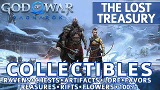 God of War Ragnarok  The Lost Treasury All Collectible Locations Chests Artifacts Ravens  100 [upl. by Patrich]