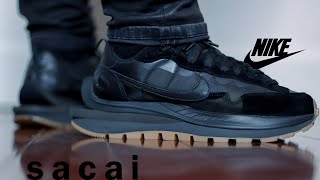 NIKE X SACAI VAPORWAFFLE quotBLACK GUMquot  REVIEW amp ONFOOT [upl. by Nedyarb938]