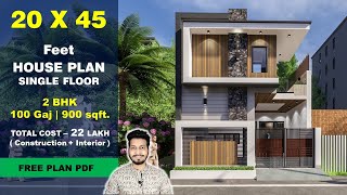 20x45 Single Floor House plan  100 Gaj 900 sqft 2045 house plan 20 by 45 ka Naksha  DV Studio [upl. by Hebel530]