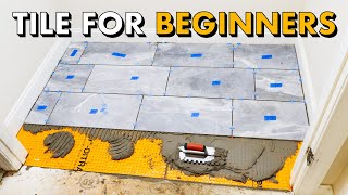 Installing TILE FLOOR for the FIRST TIME 🛠 How To Lay Tile Floor [upl. by Eiuqnimod]