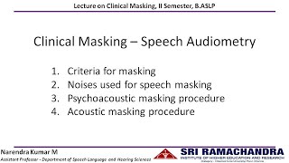 Clinical Masking Speech Audiometry [upl. by Inanaup]