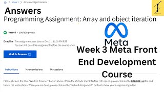 Programming Assignment Array and object iteration Week 3  Cousera  Meta Front End Certificate [upl. by Atinrev980]