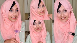 Eid Special Hijab Tutorial with Hijab Accessories  Make simple hijab gorgeous with hijab clips 💜 [upl. by Hirz]